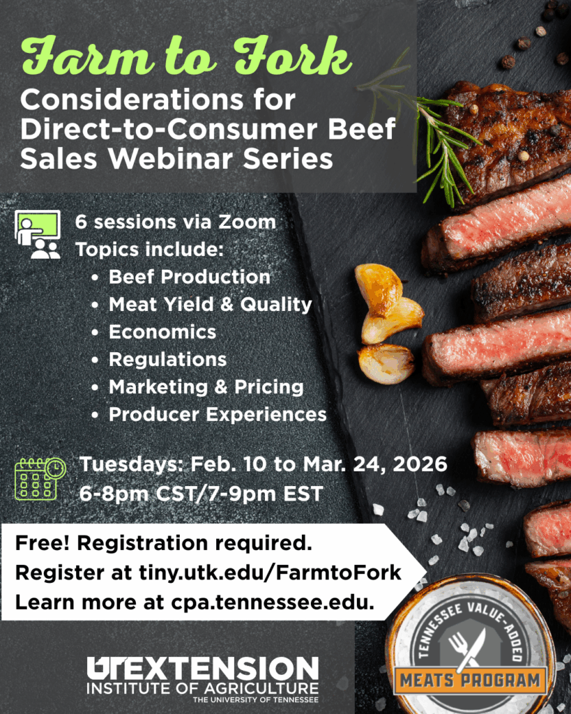Image of flyer including basic information about the Farm to Fork Webinar Series. More detailed information was provided in the text above.